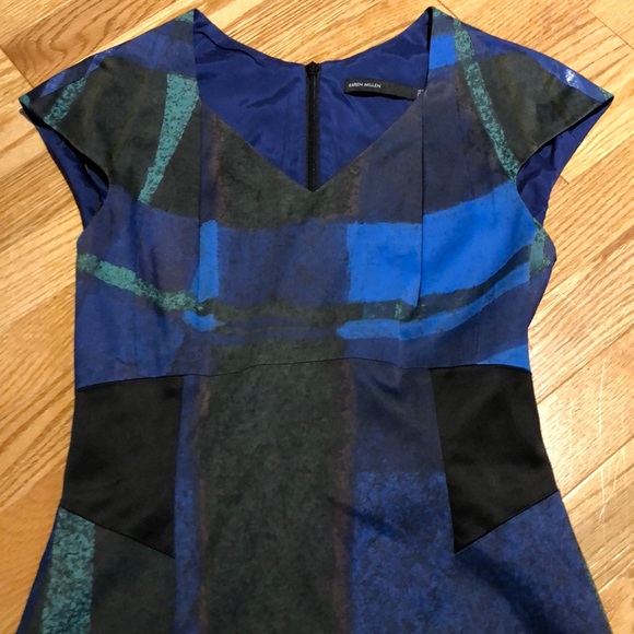 Karen Millen blue graphic fitted dress 4-6 UK 10 - Picture 3 of 9
